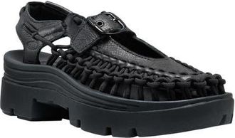 Keen Uneek Platform Mary Jane Sandal in Black Smooth Leather at Nordstrom, Size 10