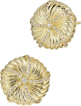 Savvy Cie Jewels 18K YELLOW GOLD PLATED STAR DOLLAR FLUTE EARRINGS