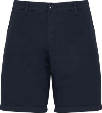 Sun 68 Korte Broeken, Heren, Blauw, W33, Blauwe Shorts met Omgeslagen Manchetten