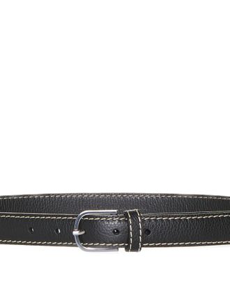 Toteme Womens Slim Grained-Leather Trouser Belt Black Calf Leather