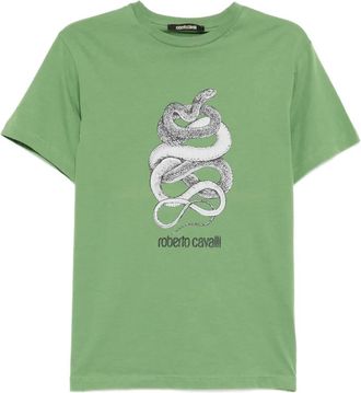 Roberto Cavalli graphic-print cotton T-shirt - Groen