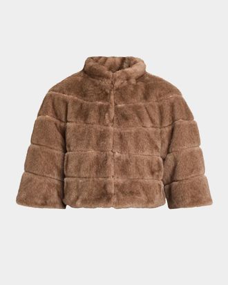 Theia Varna Cropped Faux Fur Bolero