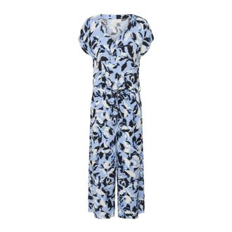 Kaffe Blue Flower Print Jumpsuit with Short Sleeves - female - Kaffe - Jumpsuits - Multicolor - 3XL - Jumpsuits & Playsuits
