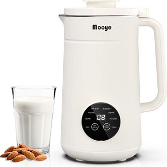 Mooye 35oz Automatic Nut Milk Maker with Nut Milk Bag - Homemade Almond, 10 Blades, Oat, Soy Milk Machine - Auto-operation, 12 Hours Timer, Easy Cleaning - 