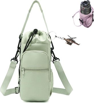 Generic Water Bottle Shoulder Bag,Portable Water Bottle Holder with Strap,Hands-Free Crossbody Carrier Outdoor Walking Hiking (Green)