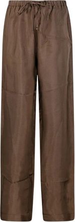 R&oacute;he Mini-ruitjes Broek met Trekkoord - Dames - Wijde Broeken - Bruin - M - Katoen - Broeken