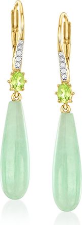 Ross-Simons Jade and. Peridot Drop Earrings With White Topaz Accents in 18kt Gold Over Sterling