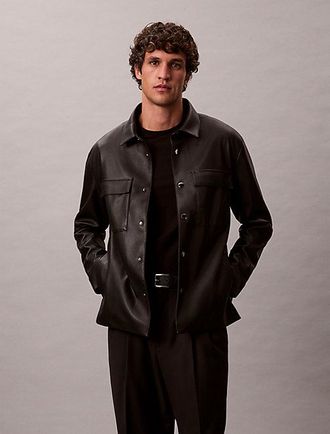 Calvin Klein Faux Leather Shirt Jacket