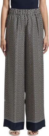 PESERICO Viscose Twill Broek - Dames - Wijde Broeken - Blauw - L - Broeken