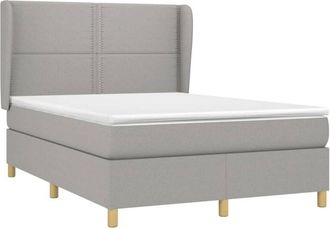 vidaXL Vidaxl - Cama Box Spring Con Colch&oacute;n Tela Gris Claro 140x200 Cm