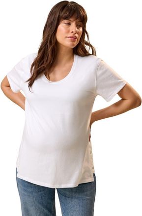 Kindred Bravely Relaxed Cotton Scoop Neck Maternity & Nursing Tee in White at Nordstrom, Size X-Small Short
