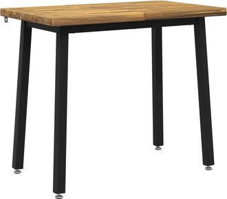 vidaXL 110 X 55 X 75 Cm Madera De Acacia S&oacute;lida Blanco Y Negro Vidaxl