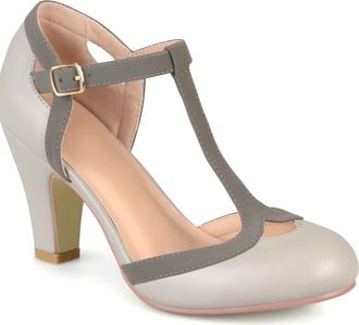 Journee Collection JOURNEE Olina T-Strap Pump - Wide Width in Grey at Nordstrom Rack, Size 7.5