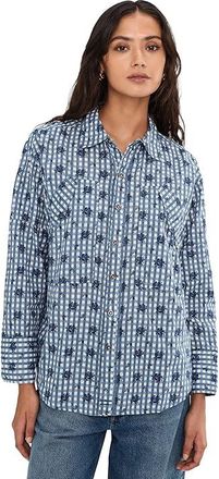 Free People We The Free Flower Shirt Womens Clothing Navy Combo : LG (Womens 12-14), Cotton