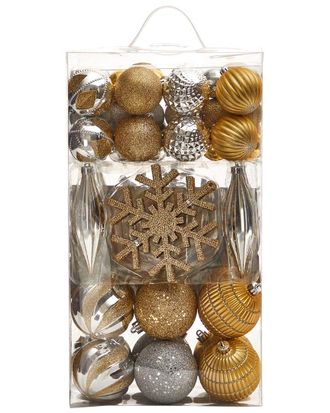 Nearly Natural Holiday Deluxe Shatterproof 60-Count Christmas Tree Ornaments
