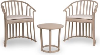 Resol Sillas Con Brazos Cojines Y Mesa Raff Resol Pl&aacute;stico Beige (pack De 2+1)