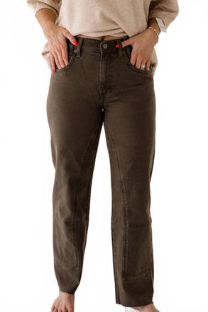 Free People We The Free Risk Taker Mid Rise Straight Jeans In Workwear Brown