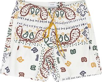 Rhude logo swim trunks - White