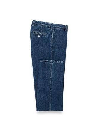 Paul Fredrick Denim Flat Front Pants in Blue at Nordstrom, Size 42 X 32