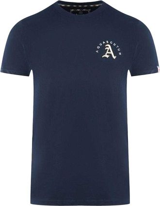 Aquascutum Heren Londen Geborduurd Logo T-Shirt (Marineblauw)