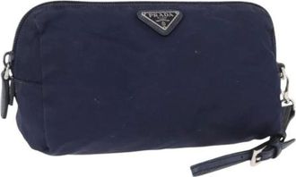 Prada Pre-owned Clutches, female, Blue, Size: ONE SIZE Pre-owned Vintage Nylon Clutch