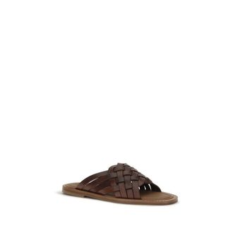 Miu Miu Womens Brown Calf Leather Bos Taurus Flat Sandals