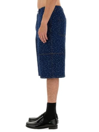 Maison Kitsun&eacute; Denim Cotton Bermuda Shorts - Blue