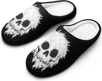 Generic Chaos Skull Skeleton Slippers Men Winter Warm Cotton Anti-Slip Indoor Slip-Ons House Shoes