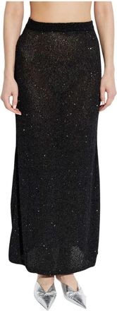 Balenciaga Maxi-rok met decoratieve afwerking - Dames - Maxi Rokken - Zwart - M - Pailletten - Rokken