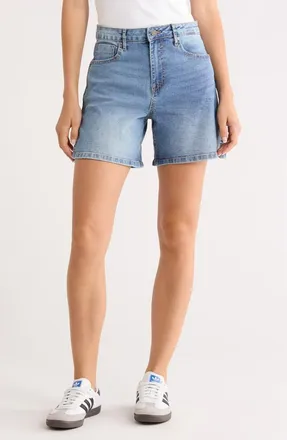 Vigoss High Waist Side Slit Denim Shorts in Medium Wash at Nordstrom Rack, Size 25
