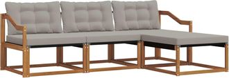 vidaXL Conjunto De Sof&aacute;s De Exterior 4 Uds. Natural Y Gris Claro Vidaxl
