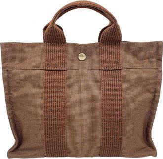 Herm&egrave;s Brown Canvas Tote Bag (Pre-Owned)