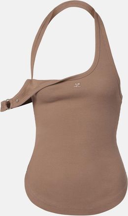 Courrèges Courrèges Top Undressed 90s in cotone a coste