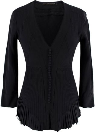 Balenciaga Silk Black Button Blouse Size XS