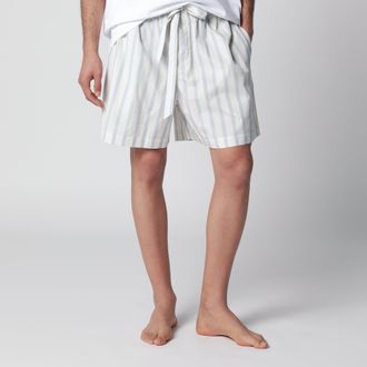 Tekla White shorts with light blue stripes