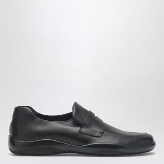 Prada Black leather Toblach loafers