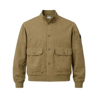 C.P. Company Light Jackets, male, Green, Size: XL Cotton Linen Overshirt