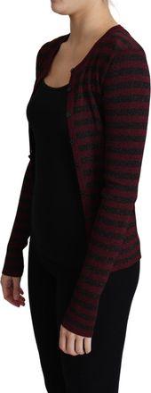Dolce & Gabbana Womens Striped Viscose Cardigan Black Polyester Clothing