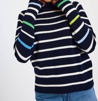 Brodie Liberty Stripe Crew Top In Navy
