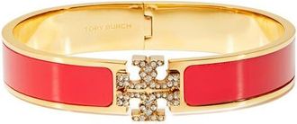 Tory Burch Icon Enamel Bracelet in Tory Gold /Red /Crystal at Nordstrom, Size Medium