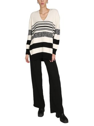 Proenza Schouler V-Neck with Side Slits Sweater - White