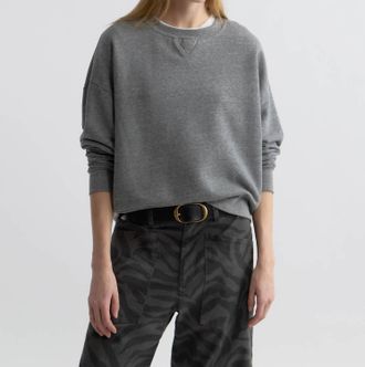 Nili Lotan Gladys Long Sleeve Crew Neck Sweatshirt In Heather Grey