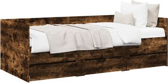 vidaXL Cama De D&iacute;a Con Caj&oacute;n Roble Ahumado Madera De Ingenier&iacute;a Vidaxl