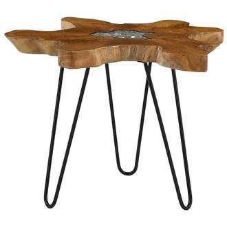 vidaXL Mesa De Centro De Madera Maciza De Teca Y Polirresina 70x45 Cm Vidaxl