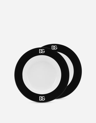 Dolce & Gabbana Set 2 Porcelain Soup Plates - Soup Bowl Multicolor Onesize