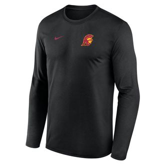 Nike USC Sideline Legend Small Logo Nike Mens Dri-FIT College Long-Sleeve T-Shirt in Black | 02TJ00ASCJ-HE3