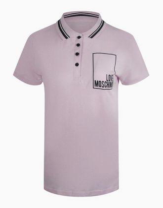 Love Moschino Womens Love Moschino Small Box Logo Pink Polo Shirt - Purple - Size: 18/16
