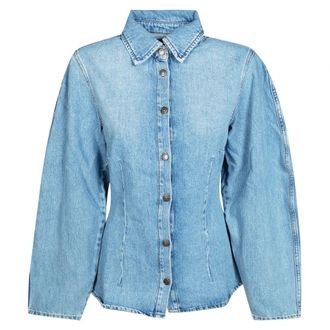 Rotate ROTATE Birger Christensen, Denim Shirts, female, Blue, Size: M Denim Fitted Shirt
