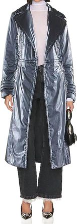 Rta Nylon Trench Coat In Slate Blue