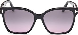 Tom Ford Iris 56mm Gradient Butterfly Sunglasses in Black /Smoke To Purple Lens at Nordstrom